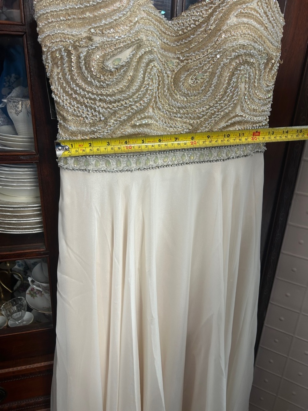 Tony Bowls Ivory Beaded Strapless Evening/Prom Gown - Picture 12 of 12